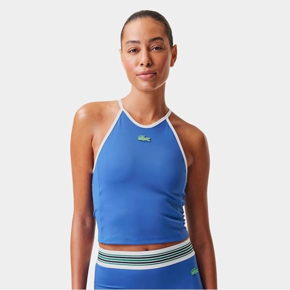 Lacoste x Bandier Royal Blue Tank with White  Trim - All in motion workout tank